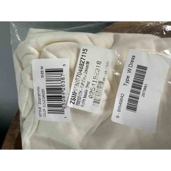 NWT Revolve by ZSupply Ruffle Hoodie Dress Cloud Dancer - Size M - Picture 5 of 6